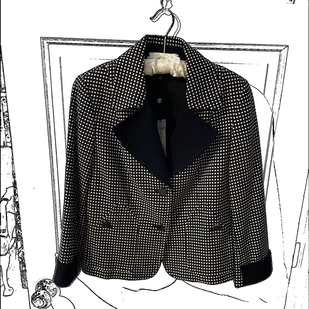 Talbots Blazer, dark blue with white polka dots